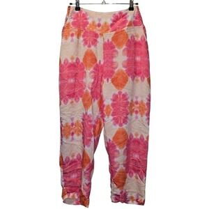 Noen Tie-dye Pink Orange Sherbet Crush Lightweight Cropped Ankle Pant Size 12/14